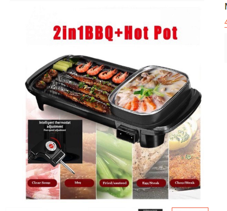 Multi-functional 2 in 1 Electric BBQ Grill With Hot Pot - Image 3