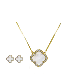 White Mother Pearl Flower Necklace