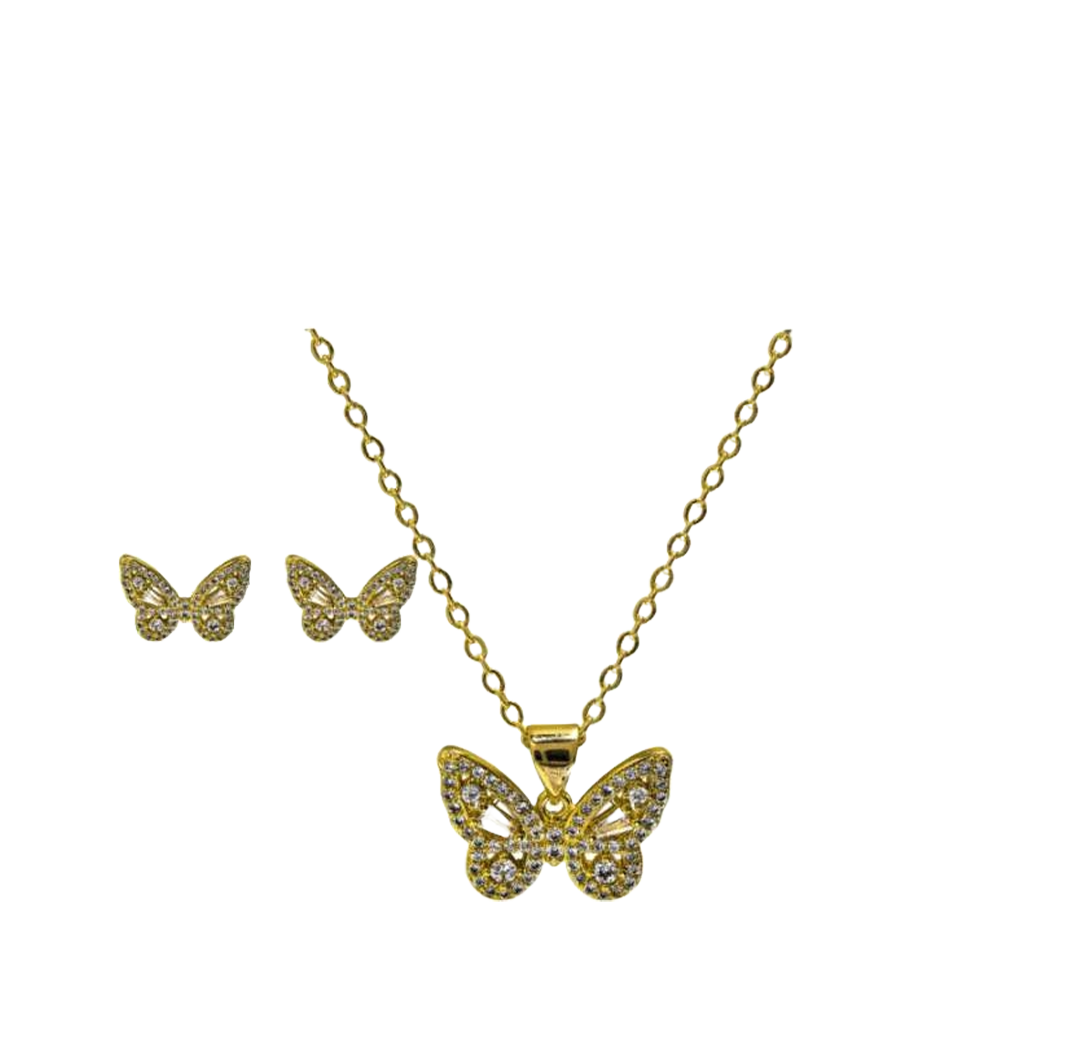 White Zirconia Butterfly Necklace