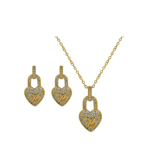 Zirconia Love Heart Shaped Padlock Charm Necklace