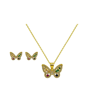 Bling colorful Zirconia Butterfly Necklace