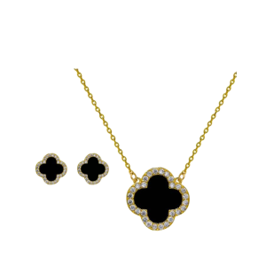 Black Mother Pearl Flower Necklace