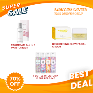 Muldream All In 1 Moisturizer + Brightening Glow Facial Cream with free 1 Bottle of VF Perfumes
